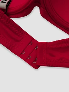 Chillnights Women's Letter Print Colorblock Spaghetti Strap Bra And Triangle Panty Lingerie Set - Red - View 6