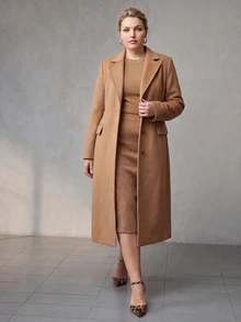 MOTF PREMIUM WOOL BLEND BASIC LAPEL FULL SHOULDER MID-LENGTH OVERCOAT - Khaki - View 4