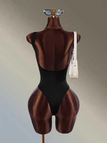 Amplova Women's Black Mesh Sheer U-Back Backless Sports Jumpsuit - Black - View 2