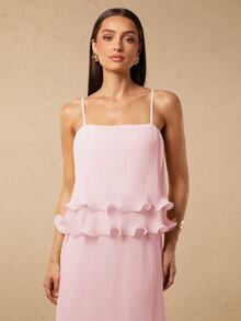 Silquee Women's Pleated Multi-Layer Hem Cami Dress - Pink - View 4