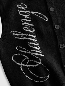 ROMWE MEN Gun Pattern Loose Knit Tank Top, Street Retro - Black - View 5