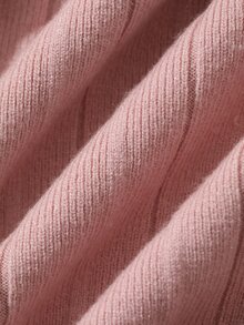 DAZY Autumn/Winter Round Neck Contrast Black Trim Pleated A-Line Pink Elegant Commute Date Women Sweater Dress - Pink - View 7