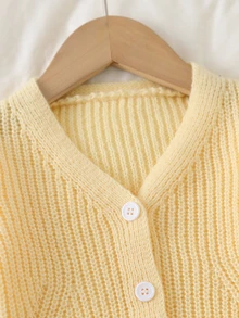 Souflis Souflis Baby Girl Solid Color Casual Versatile Daily Wear Cardigan - Yellow - View 3