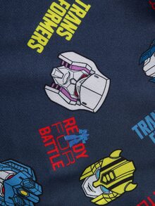 Transformers X SHEIN Baby Boy Letter Print Suspenders Romper Evergreen - Blue - View 7