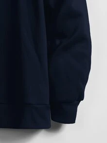 Manfinity RebelGame Men's Casual Versatile Solid Color Letter Embossed Sweatshirt - Blue - View 5