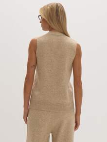 MUSEYN Beige Knit Longline Waistcoat Cosy Versatile Everyday Casual Fall - Khaki - View 4