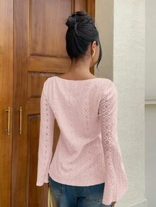 Siren Gaze 女款四季新款刺繡長袖襯衫 - 粉色 - 查看 2