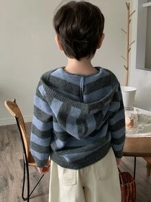 Dazy Kids Infant (Boy) Hooded Striped Comfortable Korean Style Autumn/Winter Sweater - Blue - View 2