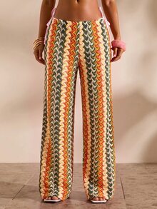 Opulessa Women's Colorful Striped Straight Leg Cover-Up Pants For Vacation - Multicolor - View 7