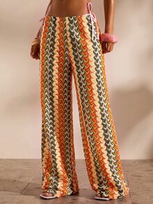 Opulessa Women's Colorful Striped Straight Leg Cover-Up Pants For Vacation - Multicolor - View 5