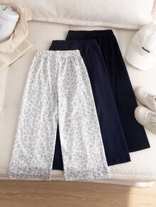 SHEIN 少女豹紋寬鬆長褲，秋季新款服飾，豹紋灰色 - 彩色 - 查看 2