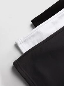 SHEIN Girlism 青少年女孩 3件組 針織寬腿時尚印花長褲 簡約系列 3件裝 日常百搭 適合休閒運動校園 棕色 - 白色 - 查看 6