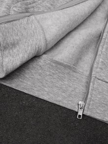 Manfinity Homme Men's Plus Size Foam Print Zip-Up Hoodie And Drawstring Waist Long Pants Set - Grey - View 7