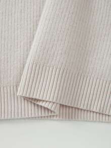 SHEIN Franclia Women Half Zip Mock Neck Ribbed Knit Sweater, Slim Fit Long Sleeve Stretch Knit Top, Casual Fall Win - Apricot - View 5