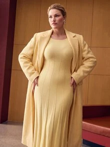 MOTF PREMIUM PLUS SIZE WOMEN SOLID COLOR CASUAL EVERYDAY SUMMER DRESS - Yellow - View 5