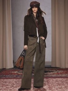 Anewsta Women's New Fashion Casual Brown Tassel Jacket - Brown - View 5