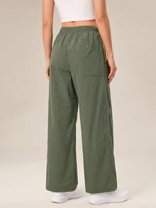 OutZeal Women Sports Pants Hiking Gym Workout Elastic Waist Cargo Pants With Pockets - Dark Green - View 7