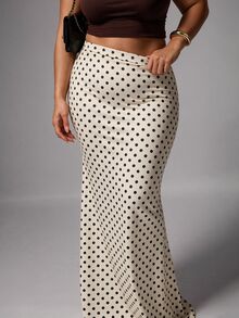 Elegantrix Plus Size Women's Polka Dot Casual Daily Skirt - Multicolor - View 2