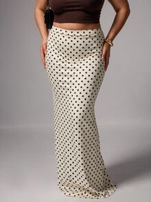 Elegantrix Plus Size Women's Polka Dot Casual Daily Skirt - Multicolor - View 6