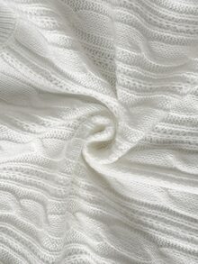 SHEIN 1件女款毛衣，時尚簡約百搭圓領復古麻花編織白色修身長袖套頭衫，休閒學院風，適中厚度，整齊下擺，緊口袖口，細膩質感，單穿好看，穿脫方便，耐穿耐磨，適合日常穿著、學校、出遊、戶外活動等場合，秋冬穿搭 - 米色 - 查看 4