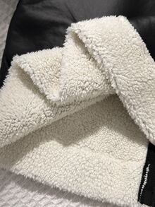 Cozy Pixies 男嬰舒適黑色編織PU皮革抓絨內裡長袖休閒翻領夾克，秋季返校、萬聖節裝扮，秋冬街頭/外出百搭外套 - 黑色 - 查看 6
