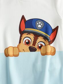 SHEIN | PAW Patrol Young Boy Cartoon Print Long Sleeve Top And Pants Casual Daily Home Sleepwear Set - Blue - View 4