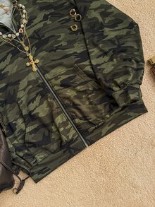 Attitoon 休閒街頭風迷彩印花女款衛衣，適合秋冬 Y2K 風格 - 彩色 - 查看 6