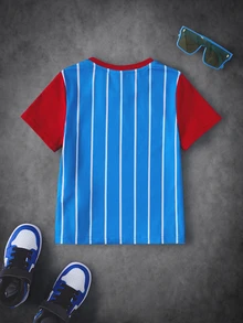 Transformers X SHEIN Young Boy Letter Cartoon Print Casual Daily Short Sleeve T-Shirt - Blue - View 2