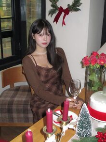 DAZY Women's Cami Dress With Casual Jacket 2 Pieces Set, Mid-Length - Coffee Brown - View 9