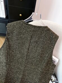 GlowEve CURVE Plus Size Women's Luxury Elegant Button Vest Jacket - Brown - View 5