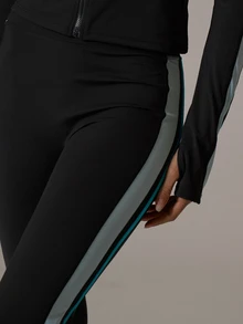 Musera Sport High Rise Contrast Colour Side Panel Soft Touch Fitted Flare Coord Legging Fall Autumn Winter Gym Active Pilates Motion - Black - View 3