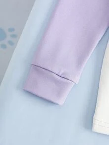 SHEIN | PAW Patrol 女童字母卡通印花長袖上衣與長褲休閒居家睡衣套裝 - 淡紫色 - 查看 5