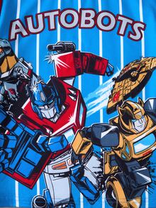Transformers X SHEIN Young Boy Letter Cartoon Print Casual Daily Short Sleeve T-Shirt - Blue - View 6