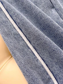 SHEIN بنطلون جينز للبنات المراهقات، مناسب لجميع الفصول، أسلوب كاجوال محتشم أنيق، جينز واسع الساق مغسول بتأثير عتيق ممزق، ألوان متناسقة Y2K جينز أزرق مع حافة دانتيل - الأزرق - مشاهدة 4