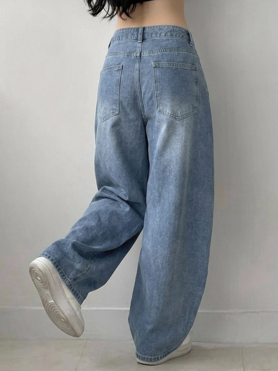 Women's Wide Leg Loose Casual Versatile Denim Jeans With Pockets