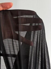 Viva Relle Blus Lengan Lentera Chiffon Hitam Transparan Ukuran Besar - Hitam - View 7