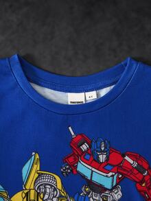 Transformers X SHEIN Young Boy Crew Neck Casual Daily Short Sleeve T-Shirt - Multicolor - View 3