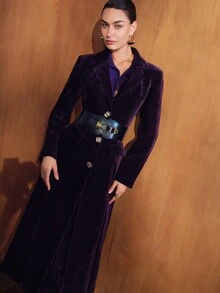 MOTF PREMIUM MANTEL PANJANG UNGU-MERAH ELEGAN UNTUK MUSIM GUGUR/DINGIN - Red Violet - View 7