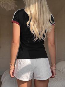 SHEIN EZwear 休閒簡約蜘蛛圖案短袖T恤，適合春夏穿著，春秋季衣著搭配 - 彩色 - 查看 2
