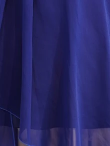 少女優雅休閒皇家藍雪紡修身正式花童禮服，適用晚宴、伴娘、婚宴、婚禮、舞會、畢業典禮、夏季 - 藏蓝色 - 查看 6