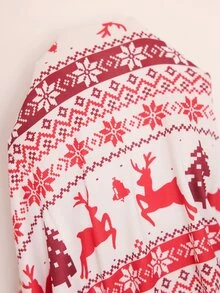 Doze Lane Christmas Fun Letter Print Round Neck Long Sleeve Plus Size Pajama Set - Black - View 8
