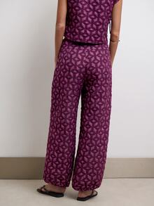 Nöista All-Over Print Wide-Leg Pants With Relaxed Fit. Summer, Fall, Resort, Travel, Casual Chic Style. - Purple - View 6