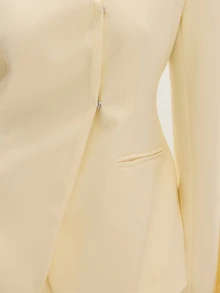 MUSEYN Cream Woven Cinched Structured Suit Blazer Date Night Timeless Tailored Office New Season Fall - Beige - View 8