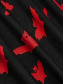 Sweetra Knitted Digital Print Dark Halloween Bat Slim Fit Shorts Skirt - Multicolor - View 8