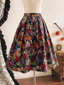 Vintamour Women's Vintage Court Style Jacquard Pleated Skirt - Multicolor - View 4