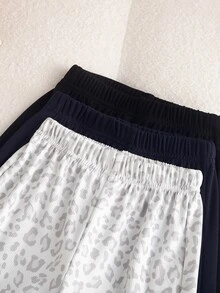 SHEIN 少女豹紋寬鬆長褲，秋季新款服飾，豹紋灰色 - 彩色 - 查看 3