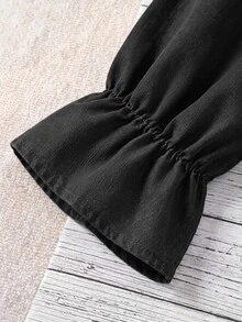 EMERY ROSE EMERY ROSE Plus Size Women's Solid Color Casual Daily Denim Top - Black - View 4