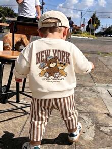 Baby Girls Round Neck Casual Comfortable Set, Simple Style Suitable For All Seasons Autumn Winter - Multicolor - View 2