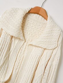 Rusticease Women's Geometric Textured Long Sleeve Knit Cardigan - Beige - View 4