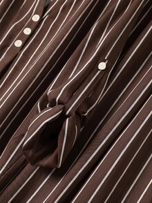 SHEIN CURVE+ Plus Size 22w Women's Summer Casual Striped Shirt And Solid Color Pants 2 Pieces Set - Multicolor - View 4